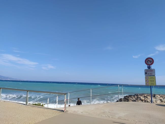 Sunny day at the beach in Nice, France