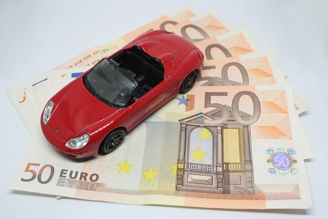 Cars and euro money representing rental car insurance