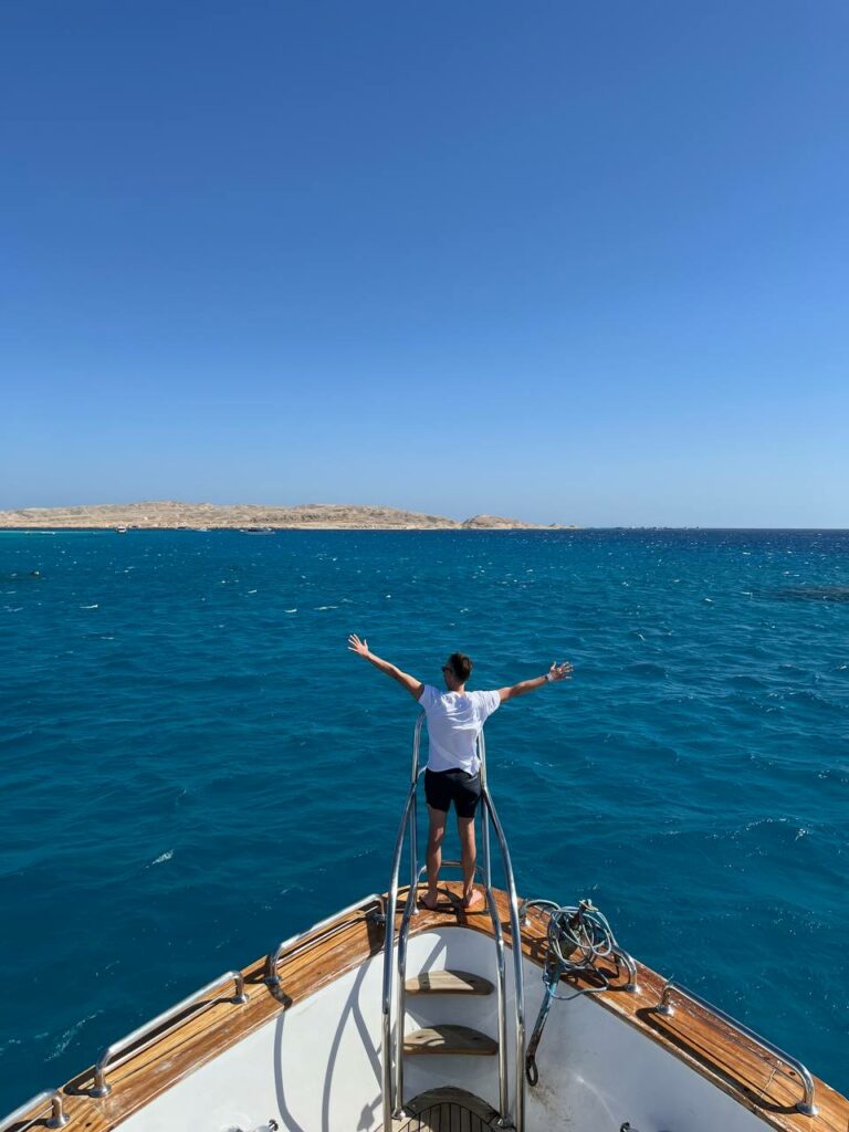 Clear blue waters of the Red Sea in Hurghada, Egypt